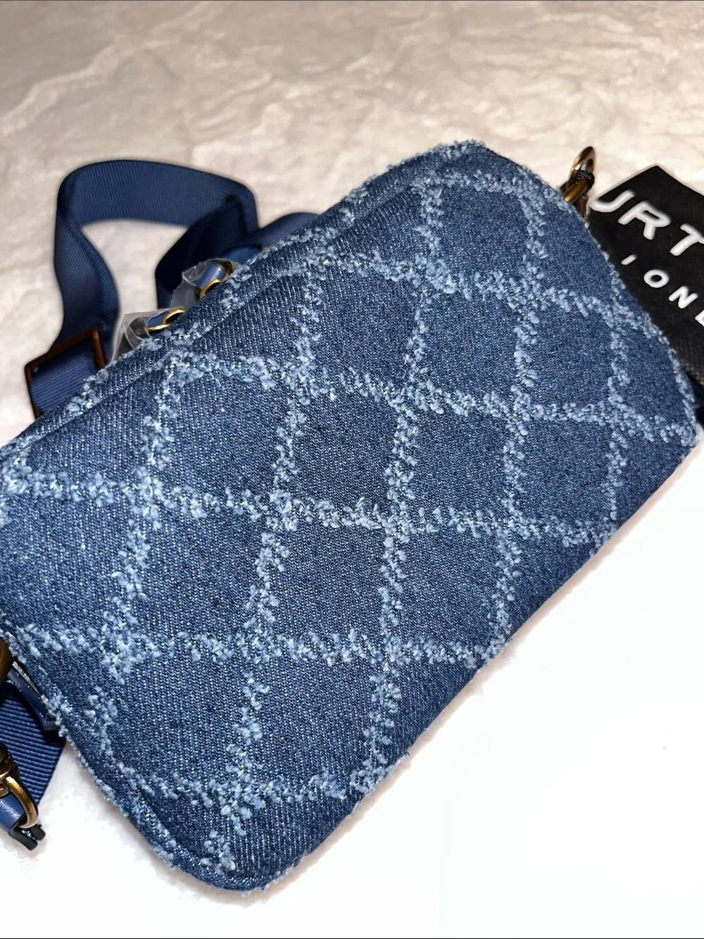 Kurt Geiger NWT! XS Quilted Denim Crossbody Bag - Picture 6 of 13